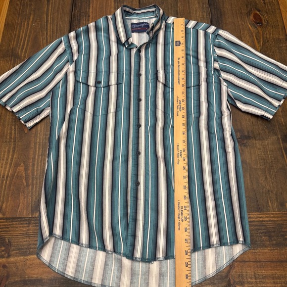 Wrangler Mens large brushpopper Short Sleeve Western striped Button Down Shirt - Picture 5 of 7